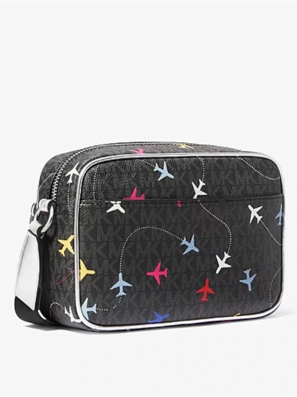 Michael Kors Black Crossbody Bag with Multicolor Airplane Accents